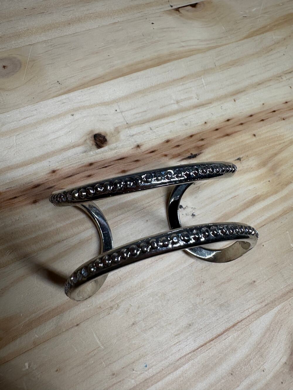 Cookie Lee Vintage Silver Tone Rhinestone Split Band Cuff Bracelet